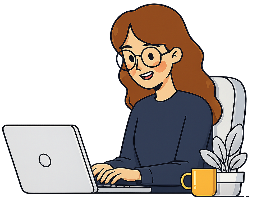 A virtual assistant working on a laptop