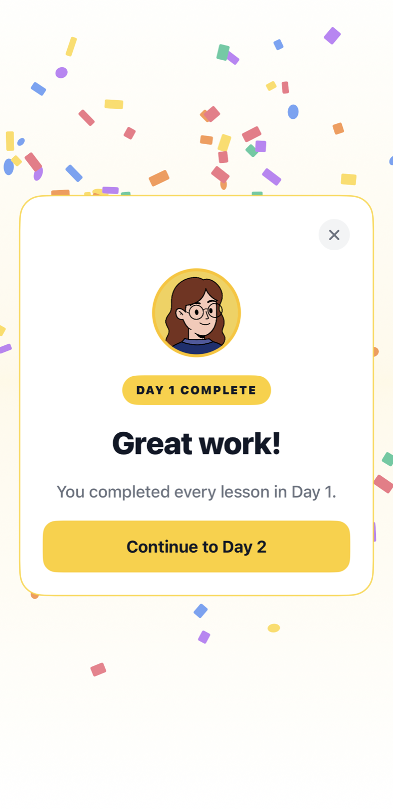 Day complete celebration in Josie AI Lite