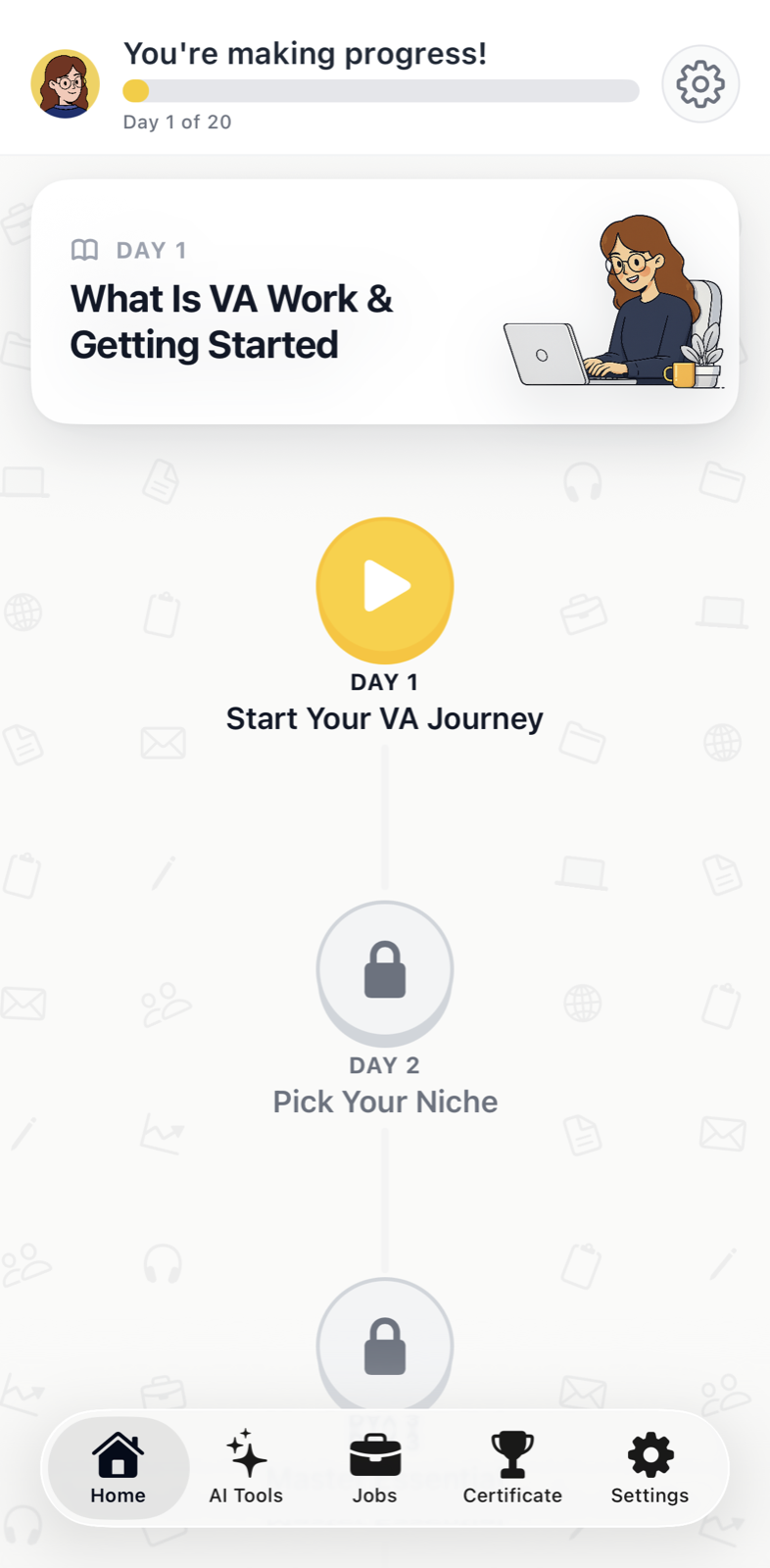 Josie AI Lite 20-day virtual assistant learning roadmap